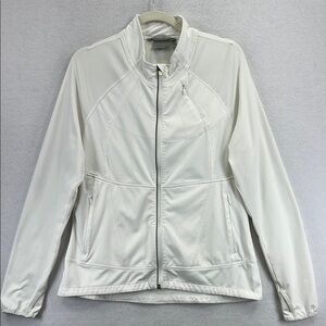 Athleta Women’s Jacket Sz XL White Polyester & Spandex 3 Front Pockets EUC